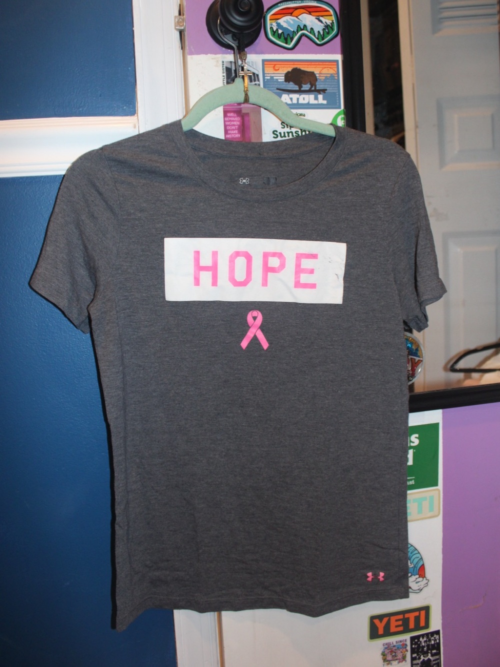 Under Armour Women’s Power In Pink "HOPE" Ribbon T-Shirt - Size Small